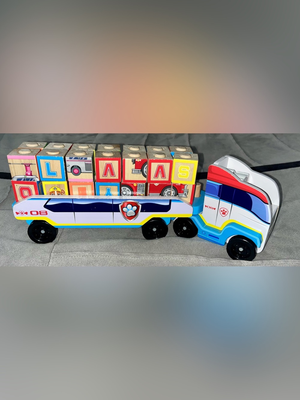 Melissa & Doug PAW Patrol Wooden ABC 33-Piece Block Truck - EXCELLENT CONDITION